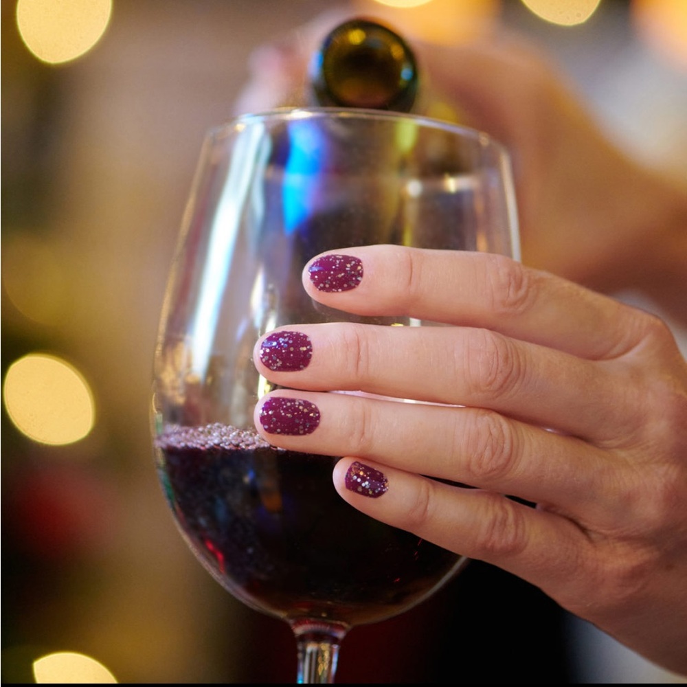 *Retired* Color Street: Wine Down | Deep Purple Red Silver Glitter Fall Dark - Picture 10 of 15